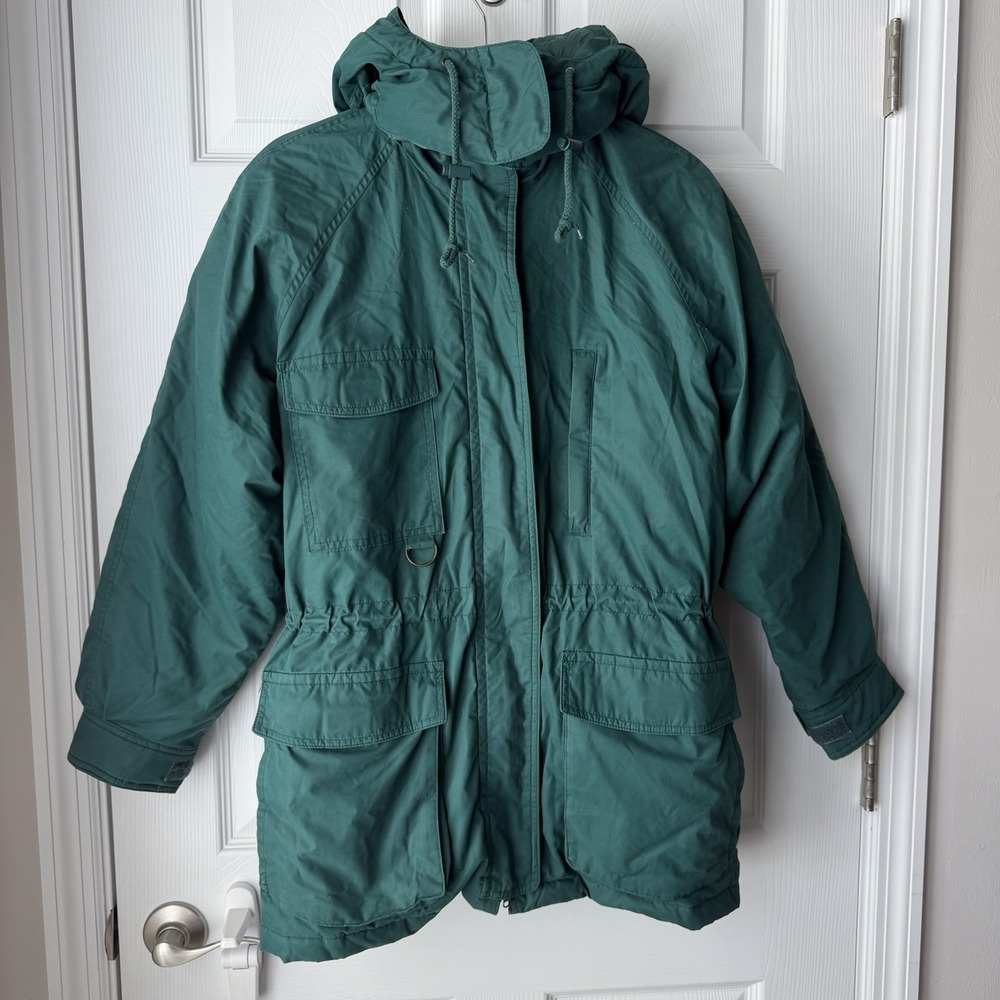 Vintage 90s Eddie Bauer Hooded Goose Down Parka Men's Small Green